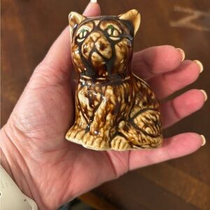 Vintage Brown Ceramic Cat Figurine
